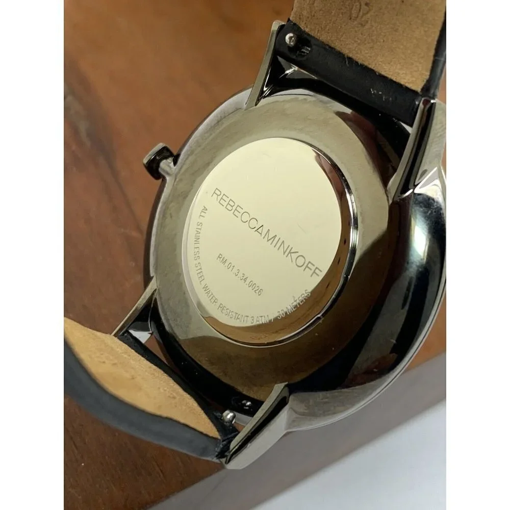 Rebecca Minkoff Women's Watch 2200096 Quartz Black Dial 40mm Floral Leat…